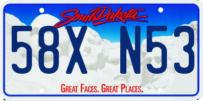 SD license plate 58XN53