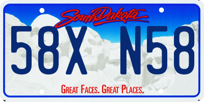 SD license plate 58XN58