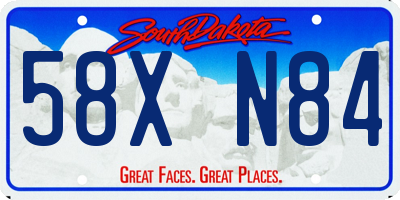 SD license plate 58XN84