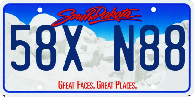 SD license plate 58XN88