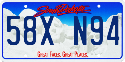 SD license plate 58XN94