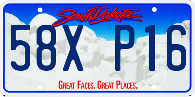 SD license plate 58XP16
