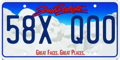 SD license plate 58XQ00