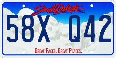 SD license plate 58XQ42