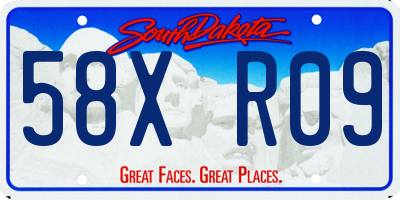 SD license plate 58XR09