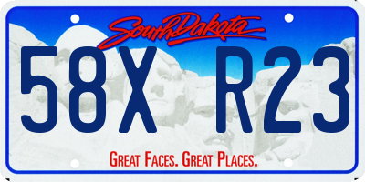 SD license plate 58XR23