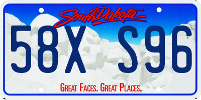 SD license plate 58XS96