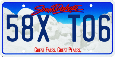 SD license plate 58XT06