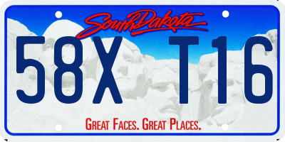SD license plate 58XT16