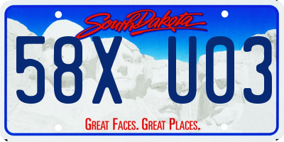 SD license plate 58XU03