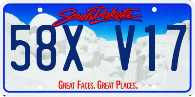 SD license plate 58XV17