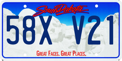 SD license plate 58XV21