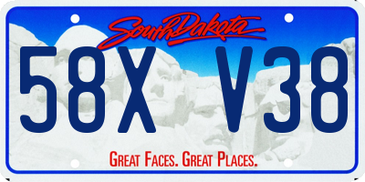 SD license plate 58XV38