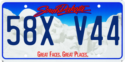 SD license plate 58XV44