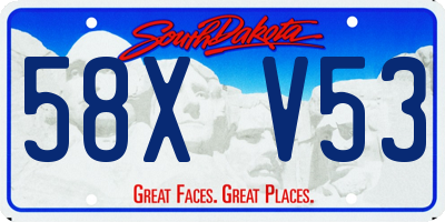 SD license plate 58XV53