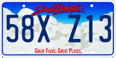 SD license plate 58XZ13