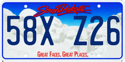 SD license plate 58XZ26