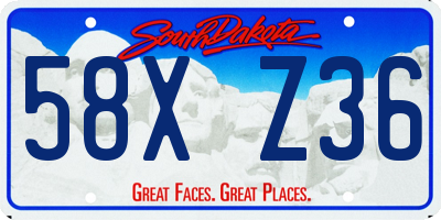SD license plate 58XZ36