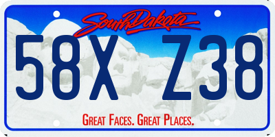SD license plate 58XZ38