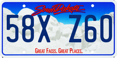 SD license plate 58XZ60