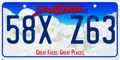 SD license plate 58XZ63