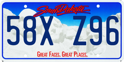 SD license plate 58XZ96