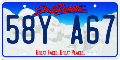 SD license plate 58YA67