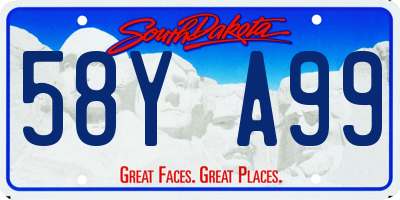 SD license plate 58YA99