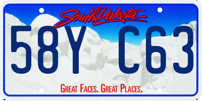 SD license plate 58YC63