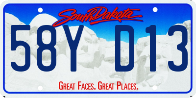 SD license plate 58YD13