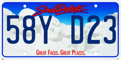 SD license plate 58YD23