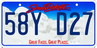 SD license plate 58YD27