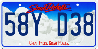 SD license plate 58YD38