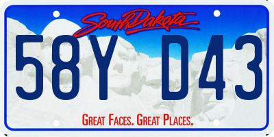 SD license plate 58YD43