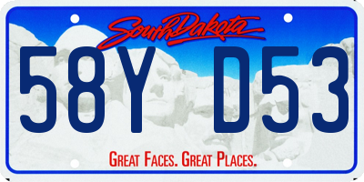 SD license plate 58YD53