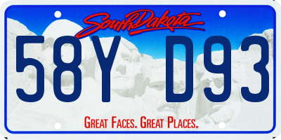 SD license plate 58YD93