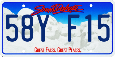 SD license plate 58YF15
