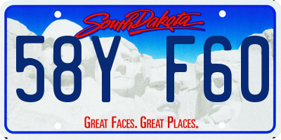 SD license plate 58YF60