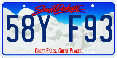 SD license plate 58YF93