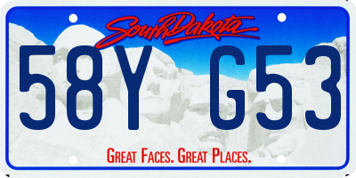 SD license plate 58YG53