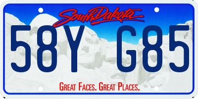 SD license plate 58YG85
