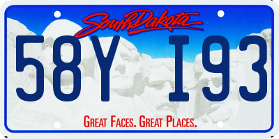 SD license plate 58YI93