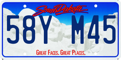 SD license plate 58YM45
