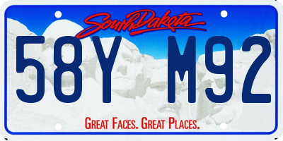 SD license plate 58YM92