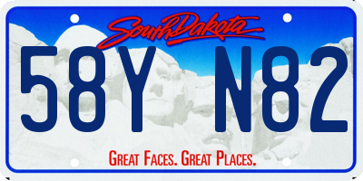 SD license plate 58YN82