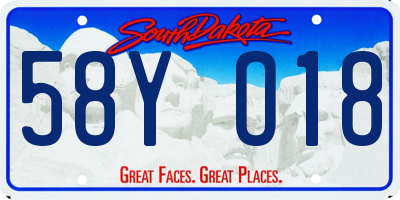SD license plate 58YO18