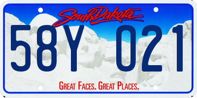 SD license plate 58YO21