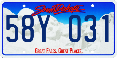 SD license plate 58YO31