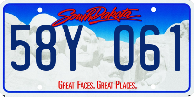 SD license plate 58YO61