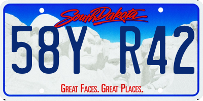 SD license plate 58YR42